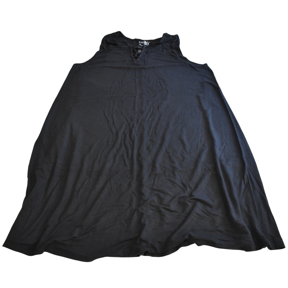 Terra & Sky Tank Top Womens 14W Black Soot Excellent Lace Up V-Neck Swing Tank